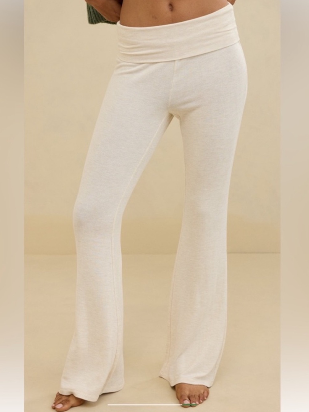 aerie Foldover Lounge Pants in Cream